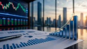 Performance marketing dashboard showing leads, revenue, and ROI in 2027.
