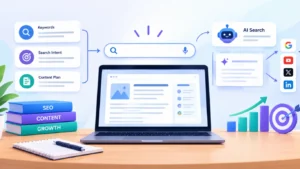 Search-first content strategy for 2027 with SEO, keyword research, and AI search optimization.