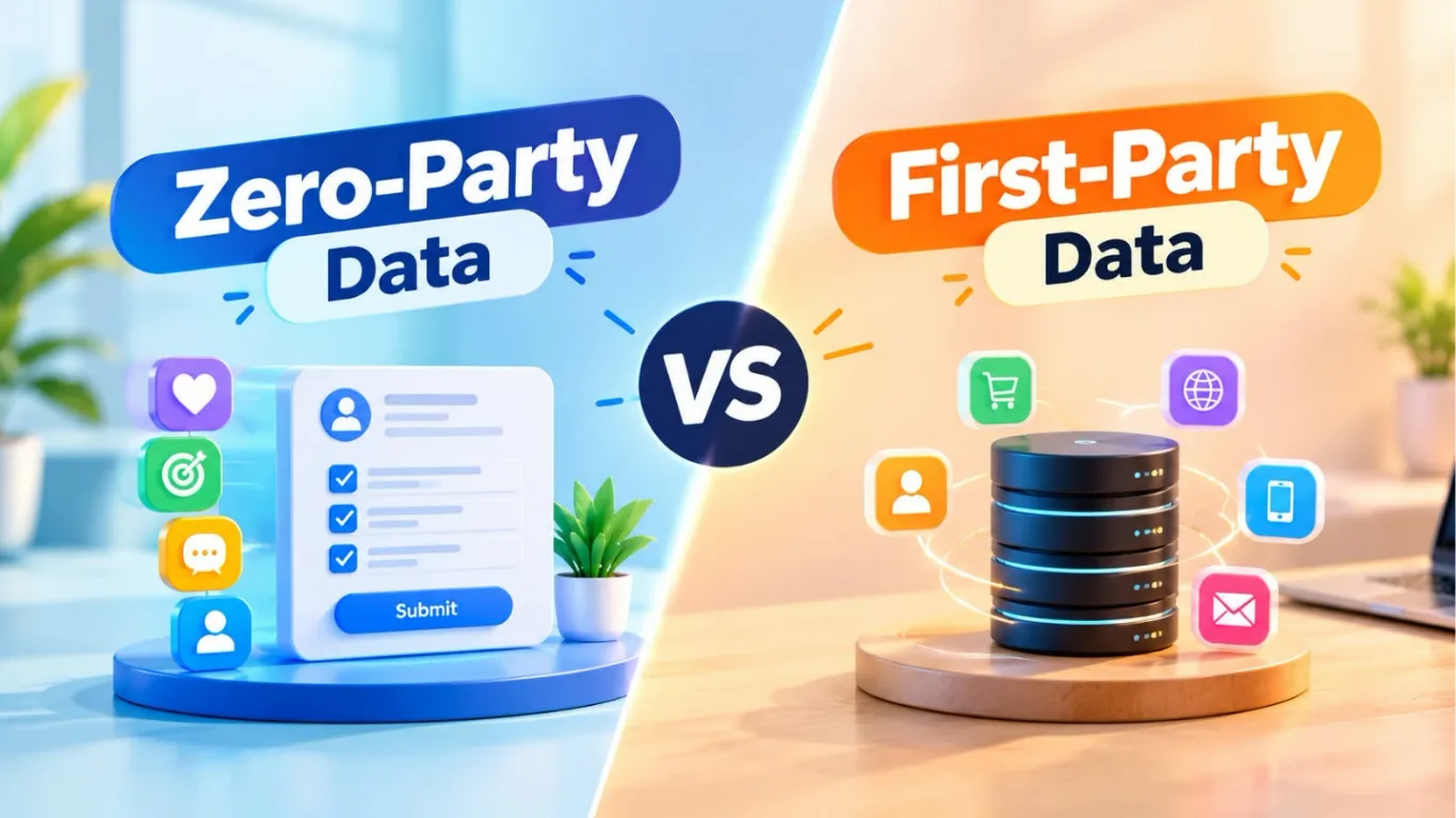 Zero-party data vs first-party data in digital marketing.